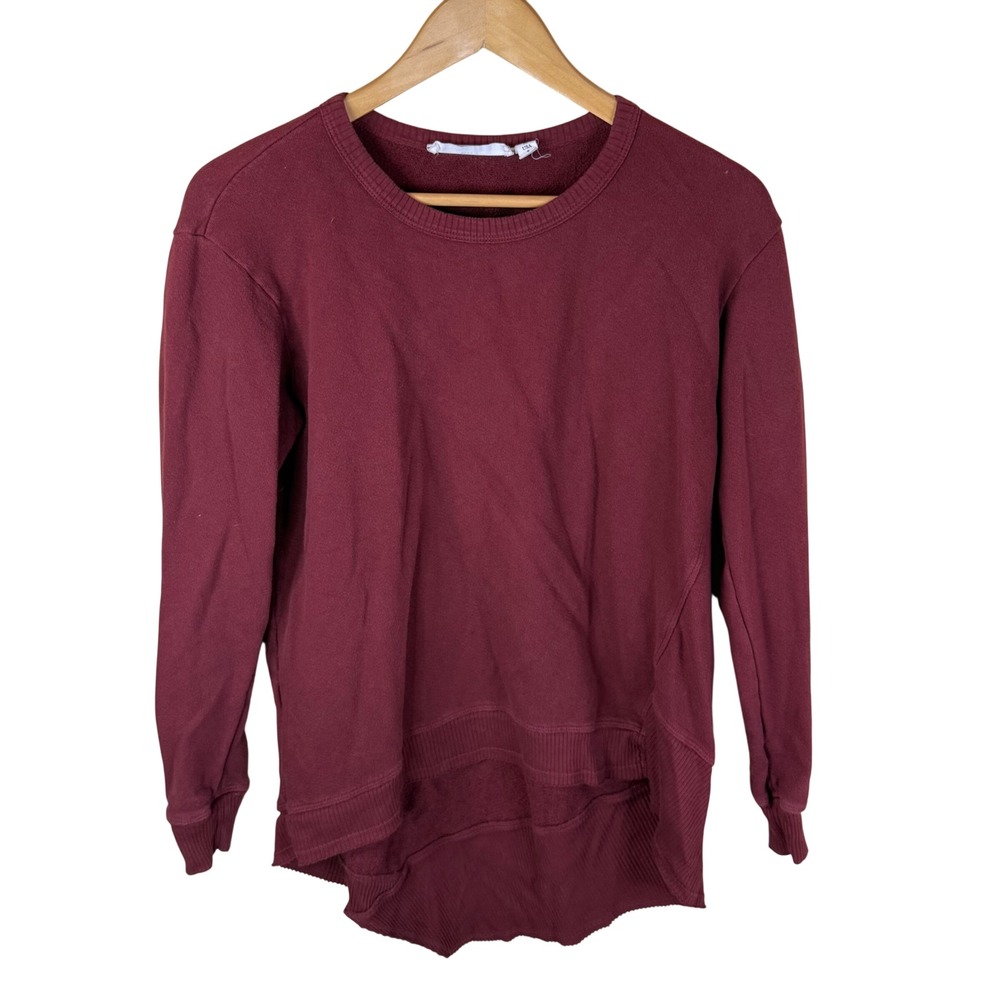 Wilt Sweatshirt Womens‎ S Burgundy High Low Raw Hem Cotton Grunge Pullover